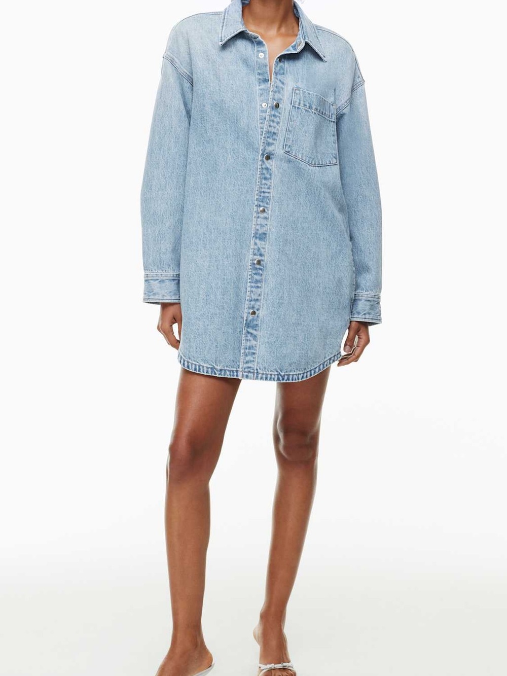 Aritzia Light Wash Denim Shirt Dress
